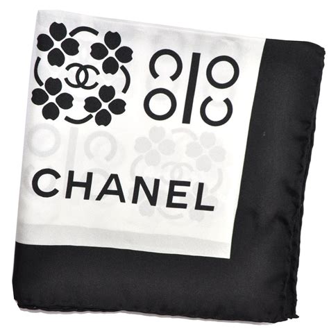 coco chanel black dress white scarf|authentic chanel scarf.